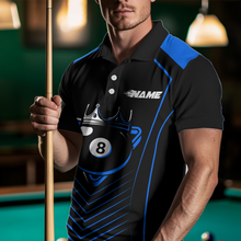 Load image into Gallery viewer, Customized Blue 8 Ball Pool Crown Men's Billiard Shirts, Billiard Team Shirts Polo &amp; 1/4 Zip Shirts NNT37