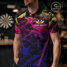Load image into Gallery viewer, Purple Pink Yellow Grunge Aim Shoot Swear Repeat Dart Shirt For Men Custom Funny Darts Team Jersey TDM4034