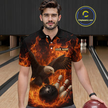 Load image into Gallery viewer, Flame Eagle Bowling Polo, Quarter Zip Shirts For Men Custom Eagle Bowling Team Jerseys NQS9972