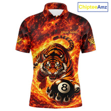 Load image into Gallery viewer, Red Flames Wolf Claw Hold 8 Ball 3D Unique Billiard Shirt For Men Personalized Pool Balls Shirts NYN2651