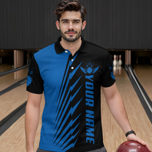 Load image into Gallery viewer, Custom Blue Bowling Shirts for Men Women Team Bowling Polo &amp; 1/4 Zip Shirt MBL48
