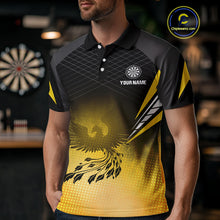 Load image into Gallery viewer, Men’s Darts Shirt With Phoenix And Yellow Halftone Pattern, Custom Name Option NYN0303