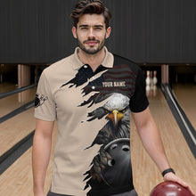 Load image into Gallery viewer, US Flag Eagle 3D Bowling Shirt for Men Custom Name Polo &amp; Quarter-zip Bowling Jersey with Team HNT05