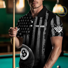 Load image into Gallery viewer, Custom American Flag 8 Ball Billiard Shirts for Men, Billiard Team Polo &amp; 1/4 Zip Shirts NNT64