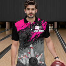 Load image into Gallery viewer, Custom Pink Bowling Shirt forMen Women Team Bowling Jersey Bowling Polo &amp; 1/4 Zip Shirt MBL40