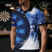 Load image into Gallery viewer, Blue Dartboard &amp; Yellow Dart Arrows Men's Dart Shirt - Custom Name For Darts Jersey NYN0444