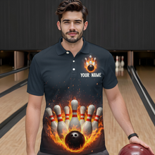Load image into Gallery viewer, Custom Flaming Bowling Shirt for Men Women Fire Bowling Polo Shirts &amp; Quarter Zip MBL83