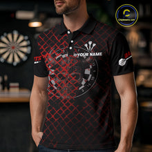 Load image into Gallery viewer, Red Splatter Skull Personalized Viking Men's Dart Shirt - Custom Name For Players NYN0436