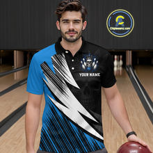 Load image into Gallery viewer, Blue Skull Crown Bowling Custom Men Bowling Shirt Polo &amp; Quarter-Zip Bowling Team Jerseys HNT65