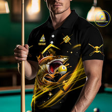 Load image into Gallery viewer, Yellow 9 Ball Pool Billiard Shark Polo &amp; Quarter Zip For Men Custom Team League Billiard Jerseys TDM4475