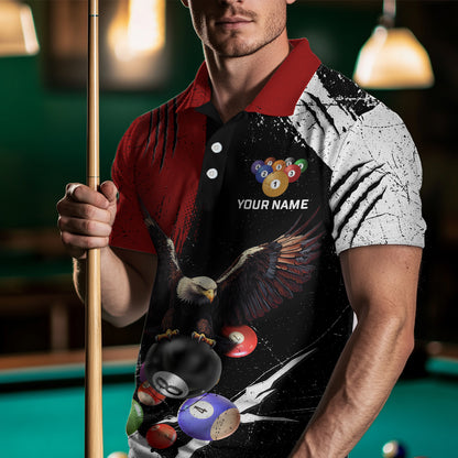 Eagle Custom Red Billiard Team Shirts For Men Billiard League Polo & 1/4 Zip Shirt NNT20