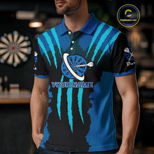 Load image into Gallery viewer, Blue Darts Shirt With Claw Mark Design – Custom Team &amp; Name Shirt For Women NYN0340