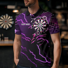 Load image into Gallery viewer, Personalized Thunder Lightning Eagle Purple Darts Shirt Polo &amp; Quarter Zip For Men Dart Team Jersey TDM3578