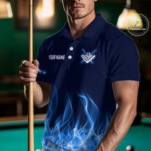 Load image into Gallery viewer, Custom Blue Cobra Snake 8 Ball Pool Flame Billiard Shirts for Men Team Polo &amp; 1/4 Zip Shirts NNT56