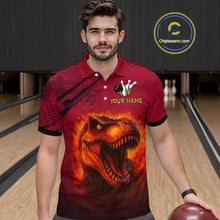 Load image into Gallery viewer, Red Dinosaur Bowling Custom Men Bowling Shirt Polo &amp; Quarter-Zip Bowling Team Jerseys HNT72