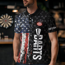 Load image into Gallery viewer, Grunge Vintage American Flag Custom Retro Dart Shirts For Men, Pride Team Patriotic Dart Jerseys TDM3693