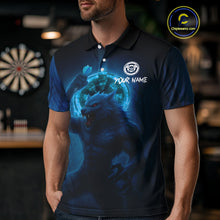 Load image into Gallery viewer, Men's Custom Dart Shirt With Blue Wolf, Red Eyes And Lightning Dartboard NYN0251