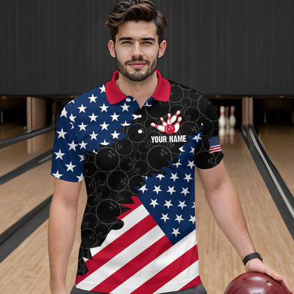 Custom American Bowling Polo Shirt for Men & Women Eagle Bowling Jersey Team League Black BDT548