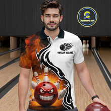 Load image into Gallery viewer, Flaming Angry Bowling Shirts Custom for Men Women Team Bowling Polo Shirts &amp; 1/4 Zip MBL93