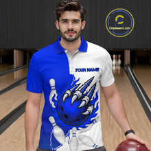 Load image into Gallery viewer, Custom Sharp Claws Bowling Shirt Blue Men Women Team Bowling Flaming Jerseys MBL91
