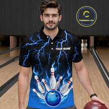 Load image into Gallery viewer, Blue Thunder Bowling Custom Men Bowling Shirt Polo &amp; Quarter-Zip Bowling Team Shirts HNT71