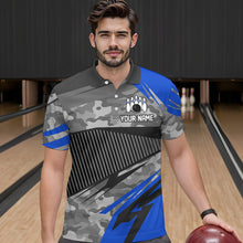 Load image into Gallery viewer, Blue Camo Bowling Shirts for Women Men Custom Team Bowling Polo &amp; 1/4 Zip Shirt MBL61