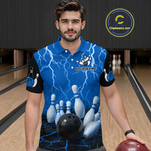 Load image into Gallery viewer, Blue Thunder Lightning &amp; Lava Bowling Shirt for Men Women Team Bowling Jersey MBL92