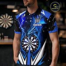 Load image into Gallery viewer, Blue Darts Jerseys Custom Thunder Lightning Dragon Dart Shirt Team Polo &amp; Quarter Zip For Men TDM4314