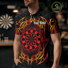 Load image into Gallery viewer, Men's Custom Darts Shirt With Roses Skull Polynesian Pattern And Red Dartboard NYN0254