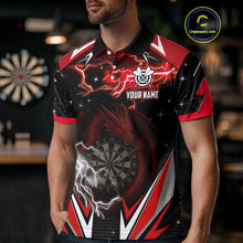 Load image into Gallery viewer, Personalized Dragon Dart Shirts For Men – Custom Thunder Red Darts Team Jerseys Polo &amp; Quarter Zip TDM4037
