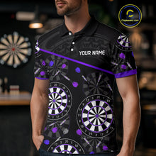 Load image into Gallery viewer, Men's Custom Darts Shirt With Purple-Black Dartboard And Arrows Pattern NYN0264