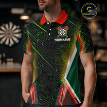 Load image into Gallery viewer, Green Skeleton With Urban Neon Men's Dart Shirt - Custom Name For Darts Jersey NYN0430