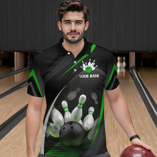 Load image into Gallery viewer, Green Bowling Shirts for Men Women Team Custom Bowling Polo &amp; Quarter Zip Shirt MBL71