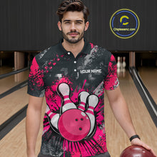 Load image into Gallery viewer, Pink Watercolor Bowling Shirts for Women Men Custom Team Bowling Polo&amp;1/4 Zip Shirt MBL110