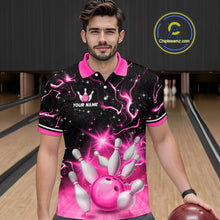 Load image into Gallery viewer, Pink Dragon Flaming Bowling Shirt for Men and Women Custom Bowling Jersey for Team MBL87