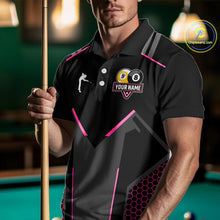 Load image into Gallery viewer, Personalized 8 Ball &amp; 9 Ball Pool Billiard Polo, 1/4 Zip For Men Custom Team Billiard Jersey|Pink TDM4048