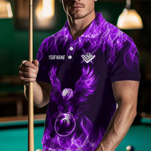 Load image into Gallery viewer, Personalized Purple Eagle Flaming 8 Ball Pool Bliiard Polo &amp; 1/4 Zip, Billiard Shirt for Men, Billiard Team Jerseys NNT36