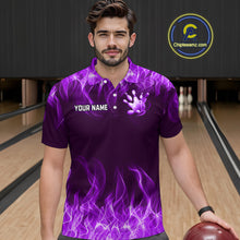 Load image into Gallery viewer, Custom Purple Flame Bowling Jersey for Men Bowling Uniform Polo &amp; 1/4 Zip Bowling Team Shirts HNT106