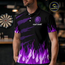 Load image into Gallery viewer, Men's Custom Darts Team Shirt With Purple Phoenix Dartboard And Flame Pattern NYN0341