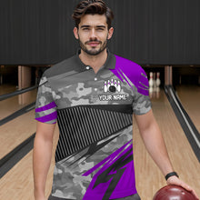Load image into Gallery viewer, Purple Camo Bowling Shirts for Women Men Custom Team Bowling Polo &amp; 1/4 Zip Shirt MBL61