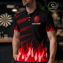 Load image into Gallery viewer, Men's Custom Darts Team Shirt With Maroon Phoenix Dartboard And Flame Pattern NYN0342