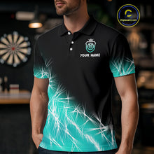 Load image into Gallery viewer, Turquoise Icy Lights Mens Darts Polo &amp; Quarter Zip Custom Dart Shirt For Team Darts Jersey Outfit TDM4150