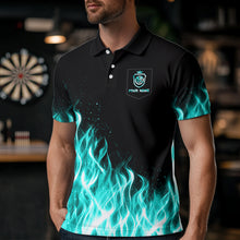 Load image into Gallery viewer, Turquoise Fire Flame Dart Shirt With Pocket For Men Custom Dart Team Jersey TDM3792