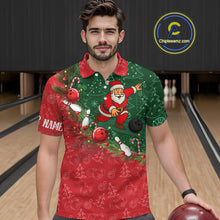 Load image into Gallery viewer, Christmas Santa Mens Bowling Polo, Quarter Zip Shirt Custom Christmas Team Bowling outfit For Men NQS10342