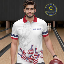 Load image into Gallery viewer, Custom Eagle US Flag Bowling Men Bowling Shirt Polo &amp; Quarter-Zip Bowling Team Jerseys HNT76
