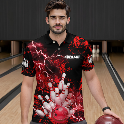 Red Thunder Lightning Bowling Shirt Custom Colorful Bowling Jersey Men Women Team MBL67