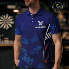 Load image into Gallery viewer, Men's Custom Darts Shirt With Cobalt Phoenix Camouflage Pattern And Dartboard NYN0263