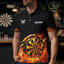 Load image into Gallery viewer, Men's Custom Darts Shirt With Cracked Flame Dartboard And Halftone Pattern NYN0270