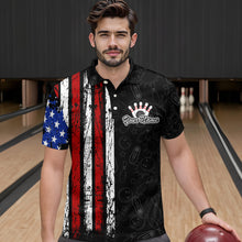 Load image into Gallery viewer, American Flag Bowling Custom Men Bowling Shirt Polo &amp; Quarter-Zip Bowling Team Jerseys HNT52