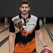 Load image into Gallery viewer, Custom Name Orange Eagle Bowling Shirt Bowling Jersey for Men Polo &amp; 1/4 Zip Shirt Team League HNT07